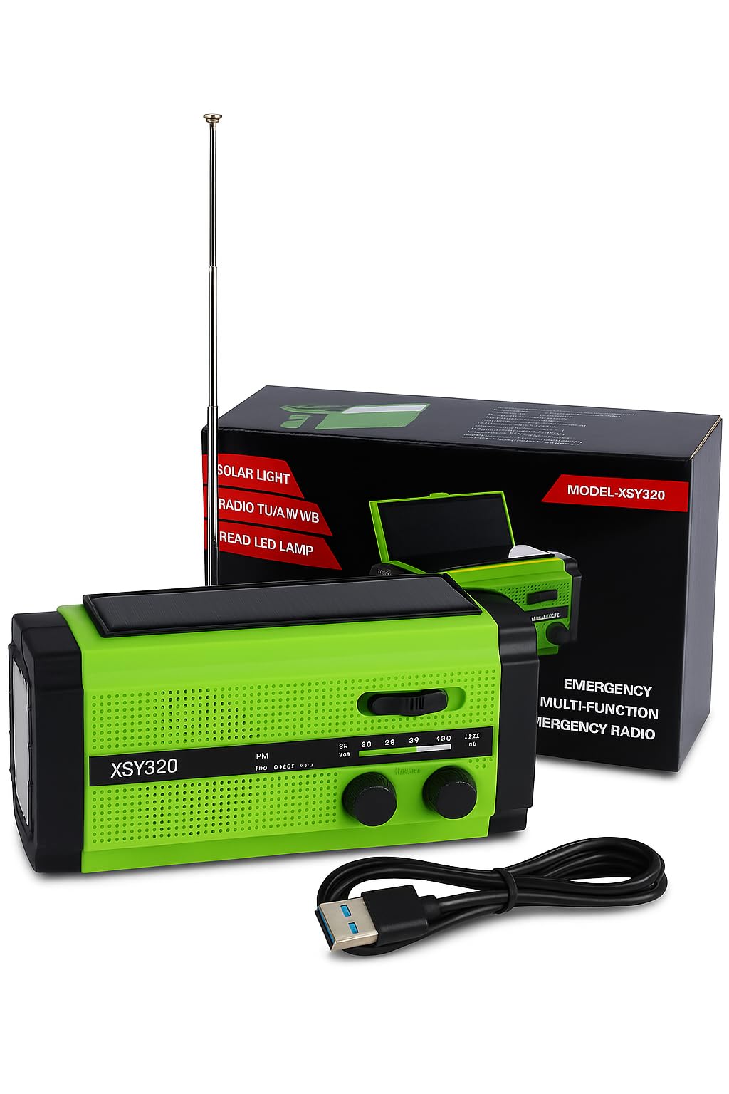 Radio a manovella di emergenza 5000 mAh 18500 mWh AM FM portatile con pannelli solari SOS torcia
