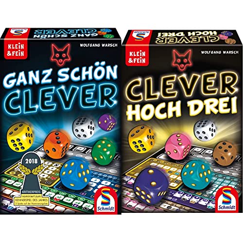 Schmidt Spiele 49340 Ganz Schön Clever, Würfelspiel aus der Serie Klein & Fein, bunt & 49384 Clever hoch DREI, Würfelspiel aus der Serie Klein & Fein