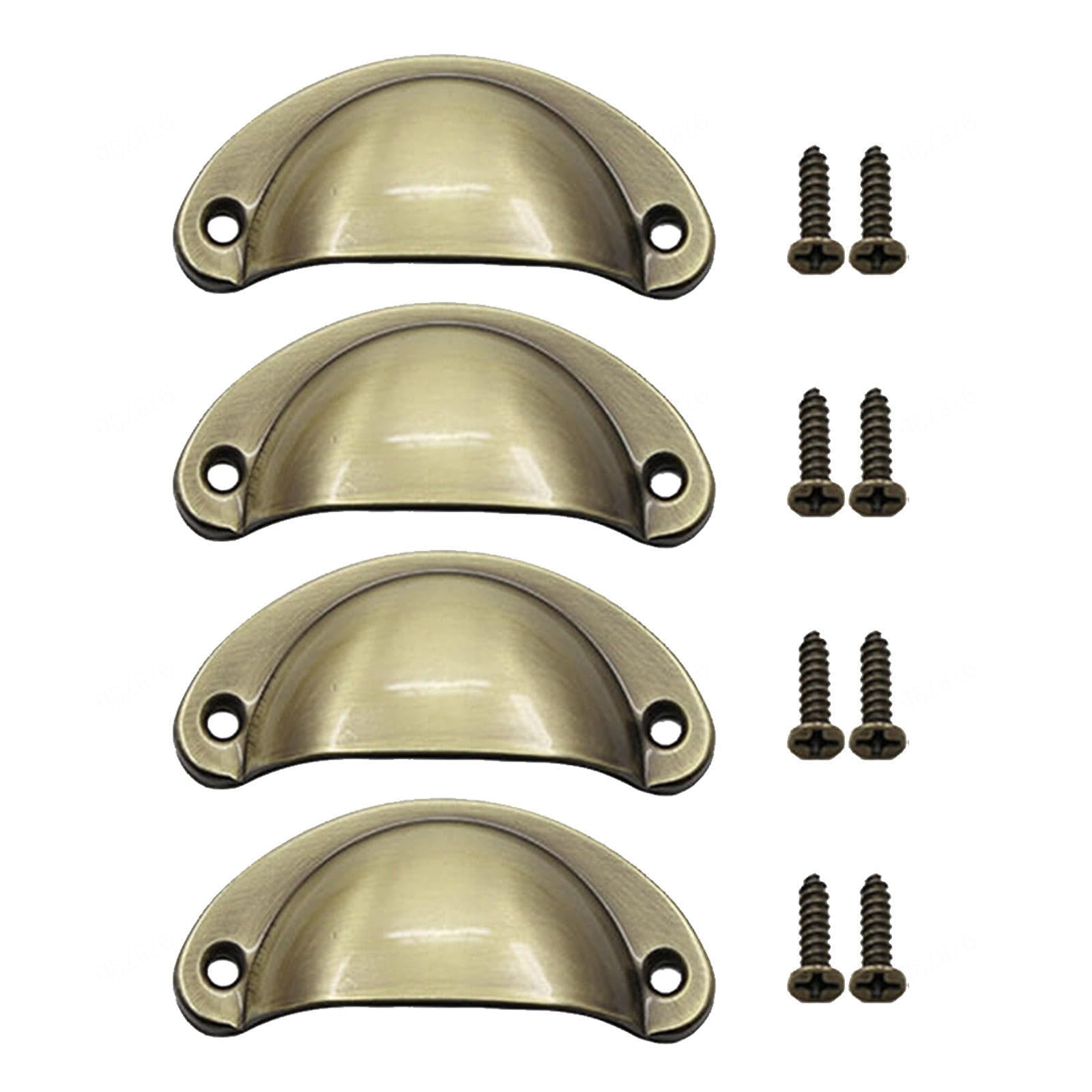 Suwooy D Shell Shape Handles An Knobs,Vintage Cupboar Handles,2/4/6 Pcs Handles For Rawers,Furniture Oor Pulls Handles With Screws,For Kitchen,Bathroom,Living Room,Garage,-4Pcs