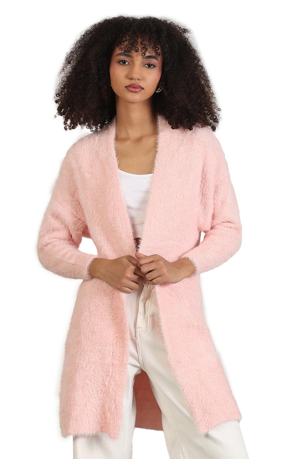 Edition Women's Pink Solid Longline Shrug-CHN-3725_Pink-P-image-41