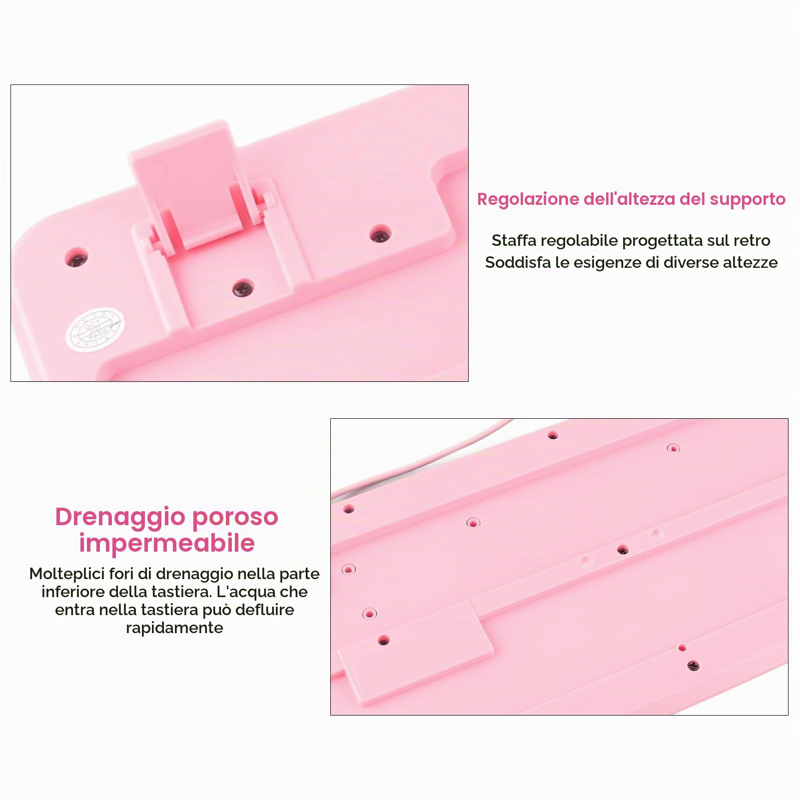 Dioche Sanrio Tastiera Rosa Tastiera Usb Wired Ultrasottile Carino Cartoon Per Casa Ufficio Laptop Computer Universale (Rosa)
