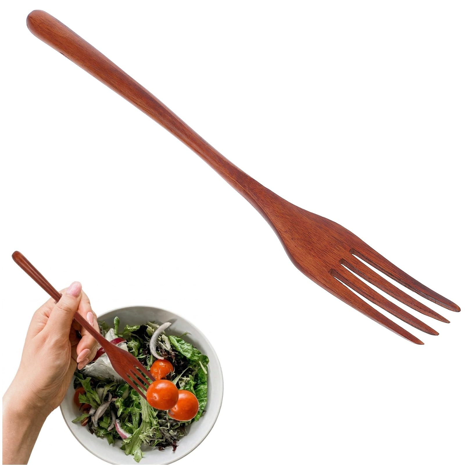 Cabilock Wooden Forks: Japanese Style Reusable Wood Tasting Fork for Salad, Pasta, Grill, Fruit, Noodles - Kitchen Cooking Serving Utensil — Amazon image 3