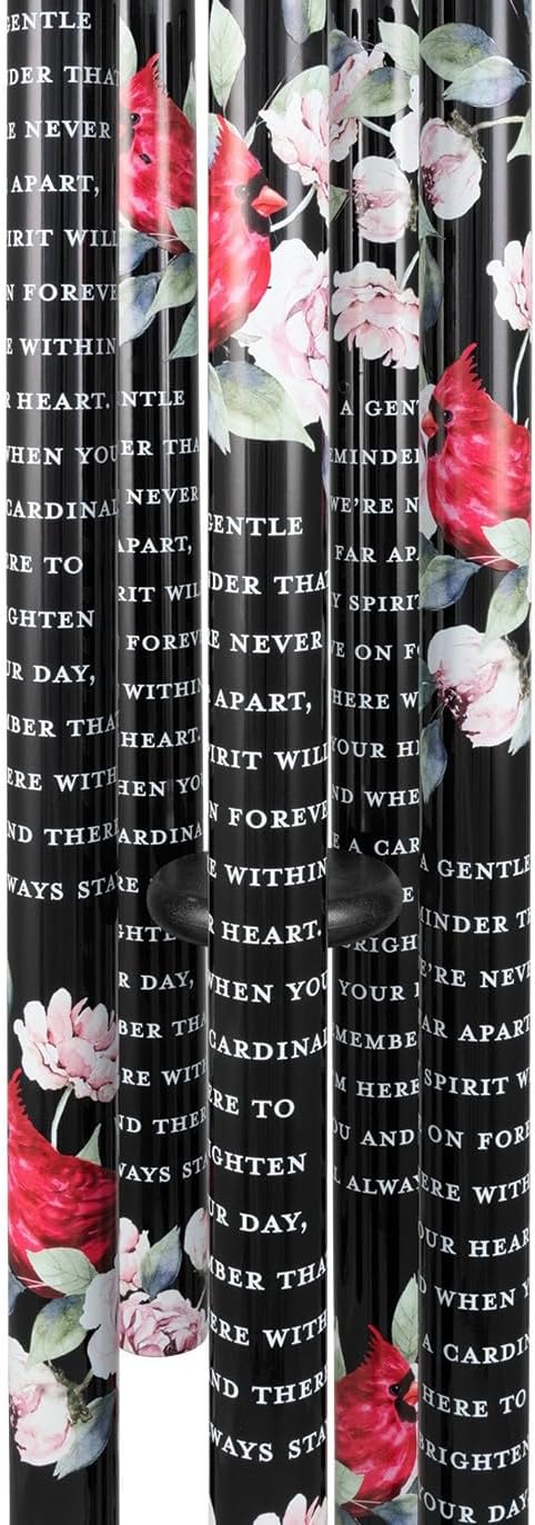 Carson 55" 'Never Far Apart' Cardinal Wind Chime - Bereavement Chimes - Cardinal Windchime for Outdoor Decor - Garden Patio Porch