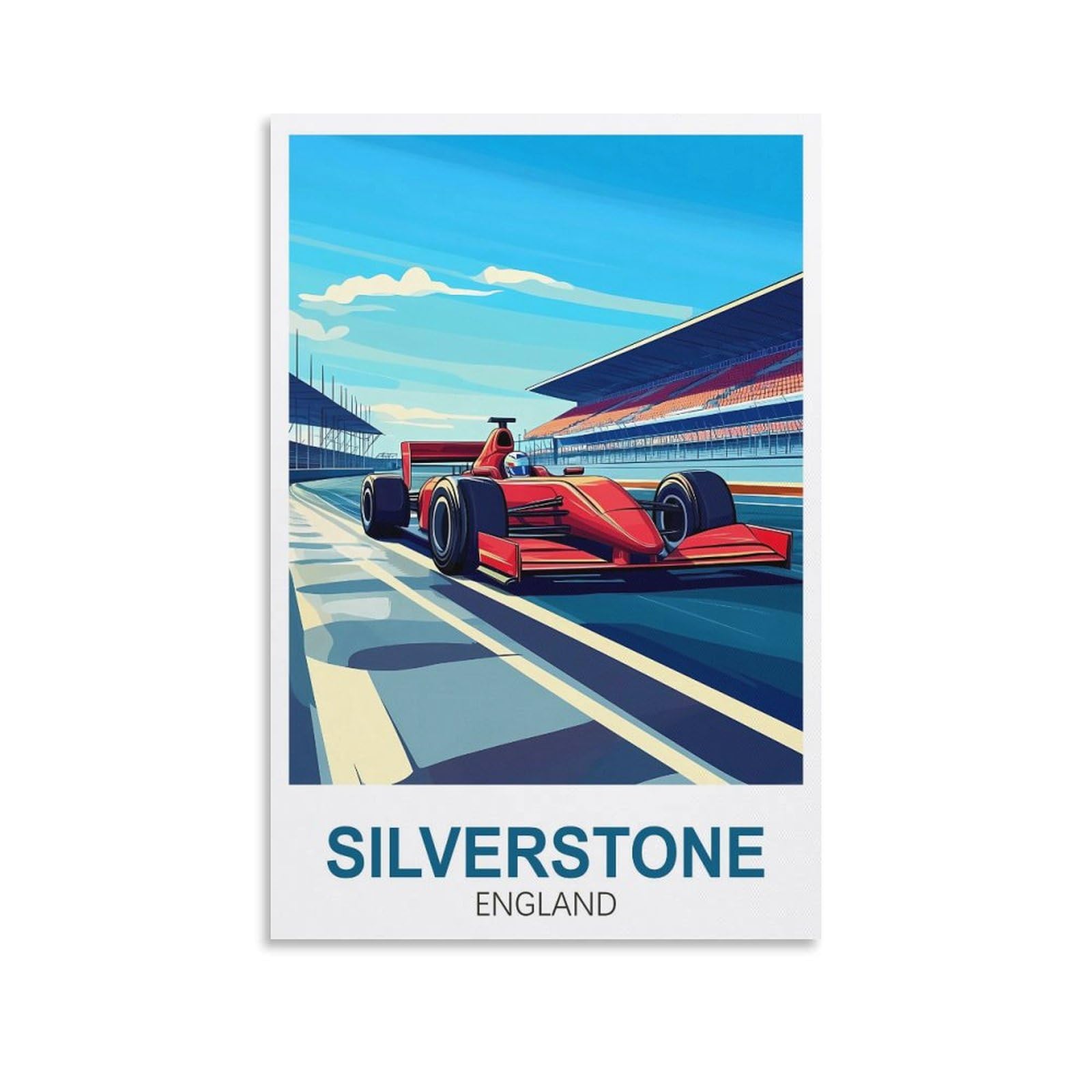 XLLYXYGJQ Silverstone England Vintage Travel Posters 12x18inch(30x45cm) Canvas Wall Art Poster Print Artwork Painting Picture for Home Decoration Living Room Office Bedroom