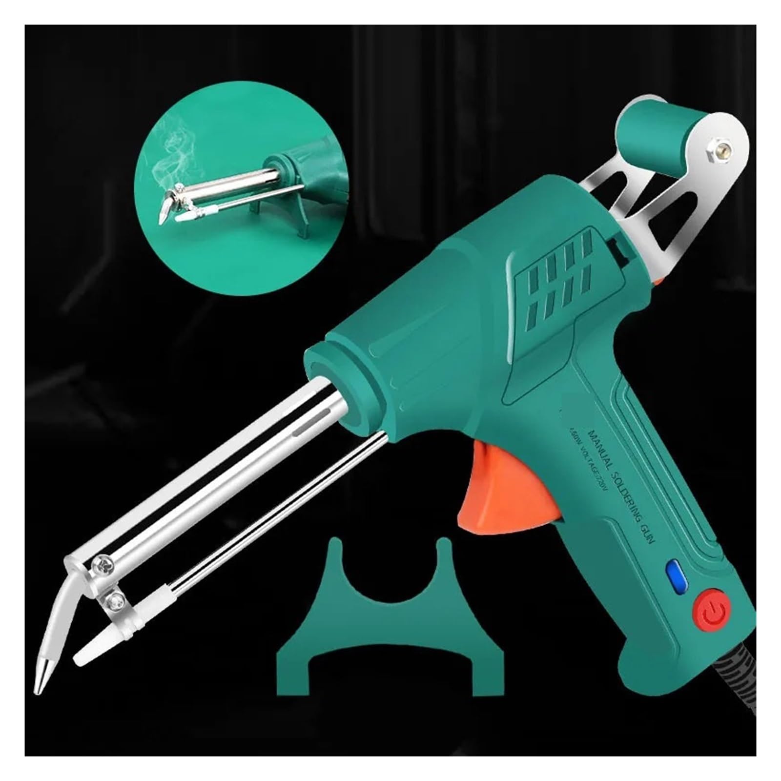 Kit De Pistola For Soldar Electrónico De 60W, Pistola De Soldar De Estaño Duradera Con Interruptor De Luz, Equipo De Calor Externo For Microchip Ampliamente Utilizado(6 pcs Kit with Stand)