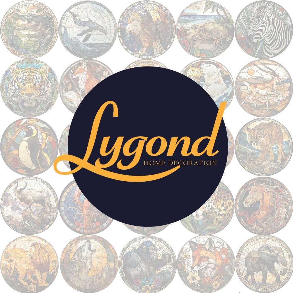 Lygond Letrero de metal circular de estaño con vidrieras de león para decoración del hogar, 20.3 x 20.3 cm