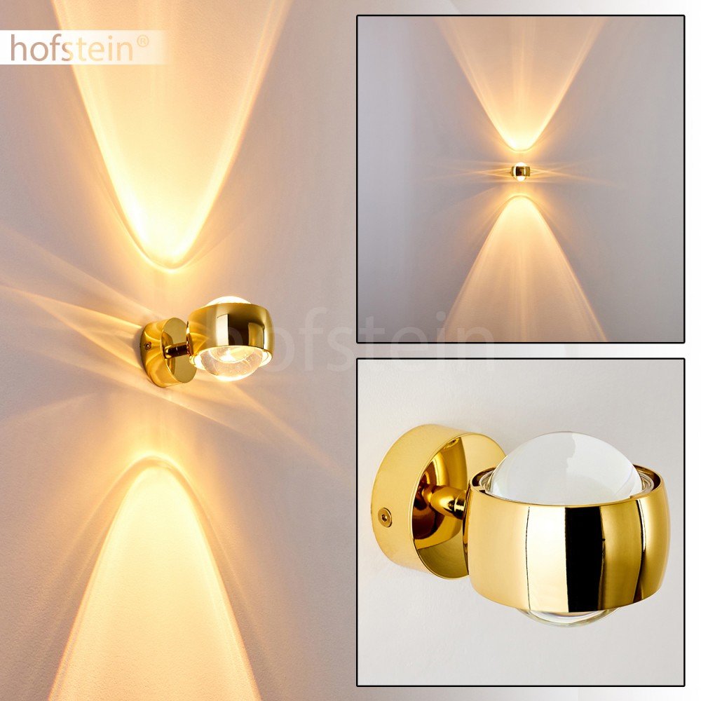 Sapri, lampada a parete da interni in diversi modelli, variazione, Metallo Vetro, gold, Abgerundet ohne Schlitz