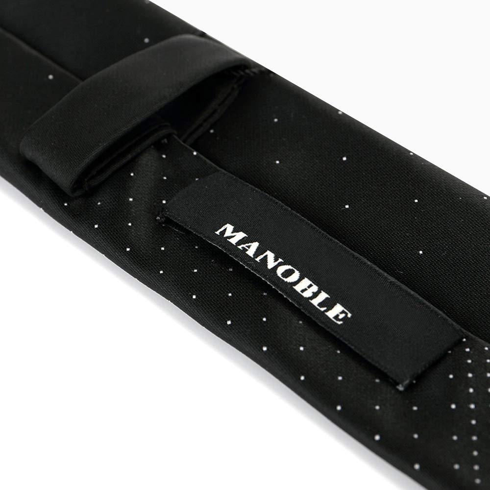 Corbatas de lujo para hombre a rayas blancas de lunares de 2.36 pulgadas para hombres, Negro - 5