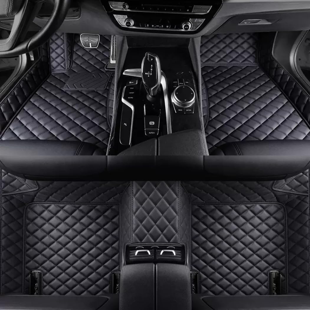 FAM Enterprises 7D Car Floor Mat Compatible for Tata Punch Facelift 2026 Petrol/Diesel/CNG | Luxury Leatherette with Grass | Waterproof & Washable | Complete Set | Color - Full Black