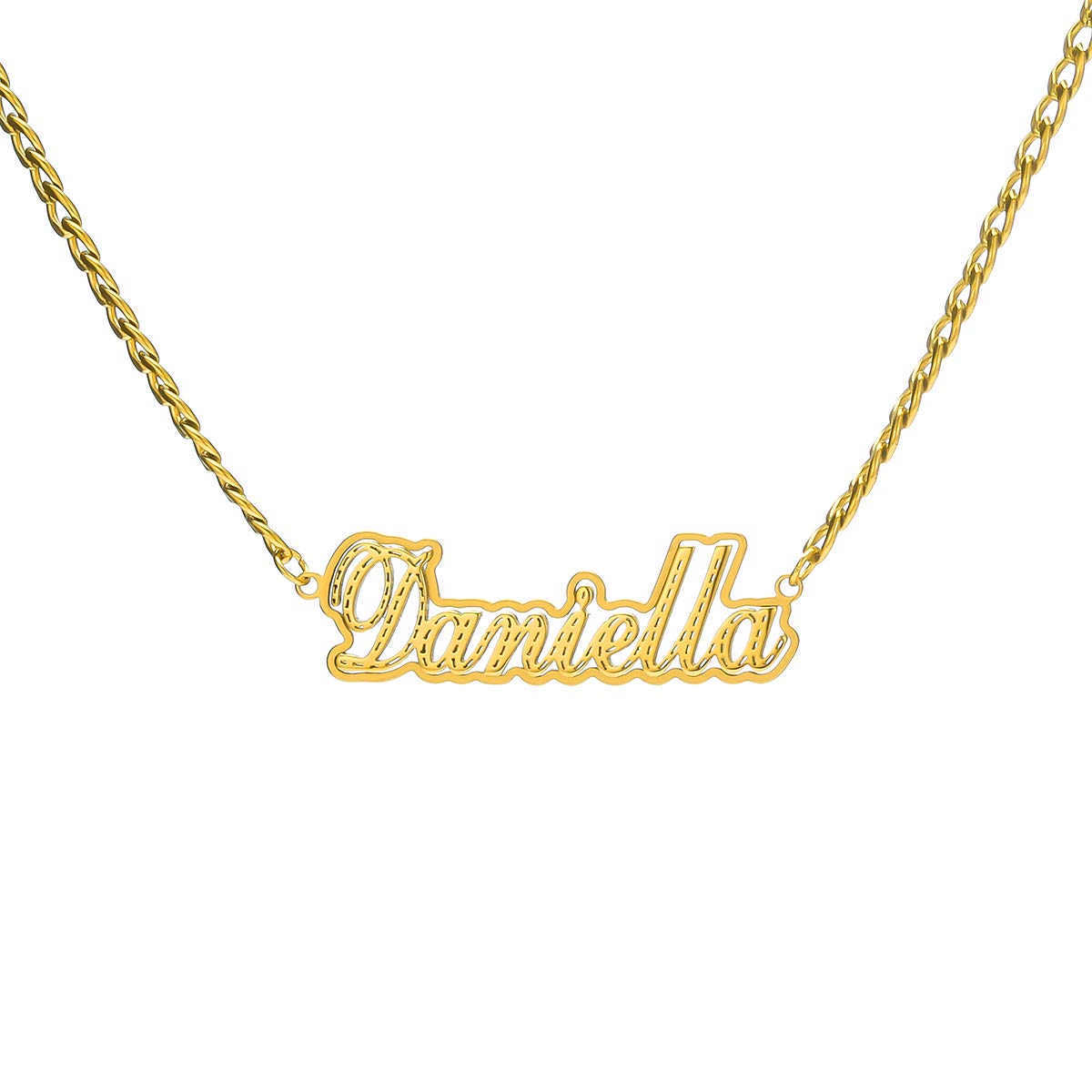 Custom Outline Name Personalized Stainless Steel Pendant Necklace for Women 18 Inches (David)