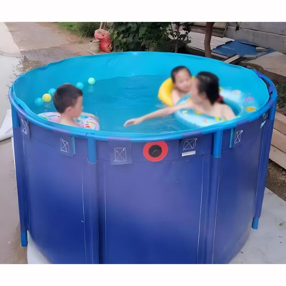 Zfmnoyev MAHFEI Segeltuch-Fischteich-Pool, runder Pool über Boden, Schwimmbäder über Boden, bringen faltbar, verschleißfest, Outdoor-Zucht, Reservoir (Farbe : Blau, Größe : 1.2x0.
