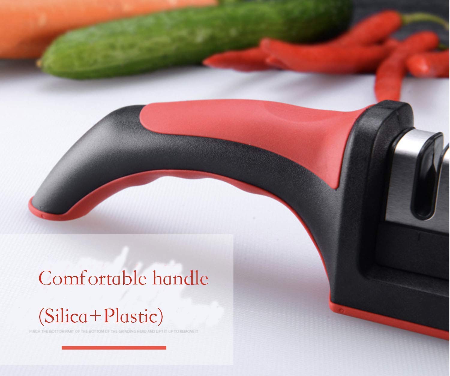 Birud 3 Slots Kitchen Knife Sharpener - Kitchen Utility Sharpening Tool 3 in 1 Knife Sharpener (Colours as Per Availability) 3