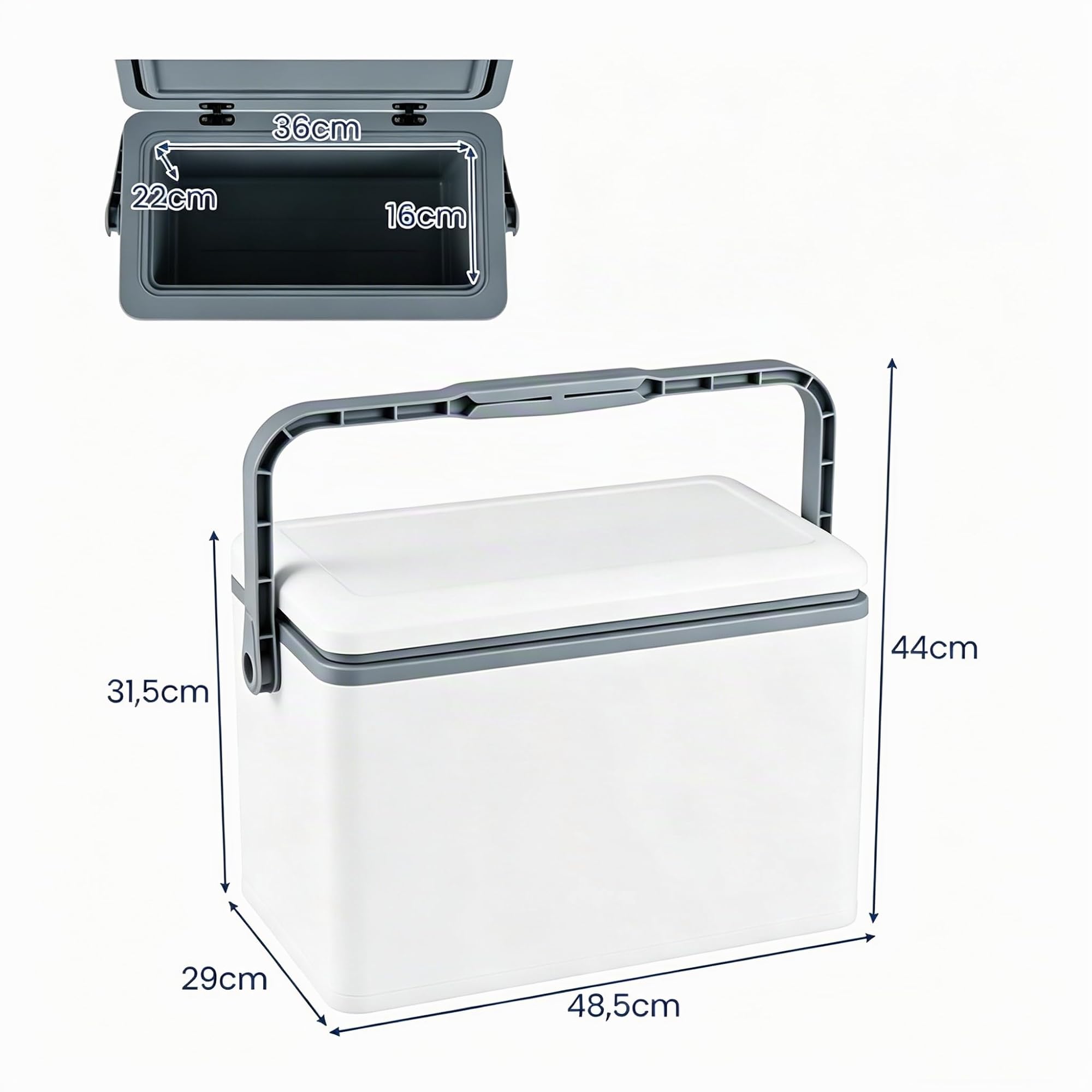 LIFEZEAL Frigorifero portatile rigido, 12 l, scatola termica isolata stampata ad iniezione con impugnatura comoda, frigorifero portatile anti-perdite, per campeggio, pesca, code di auto