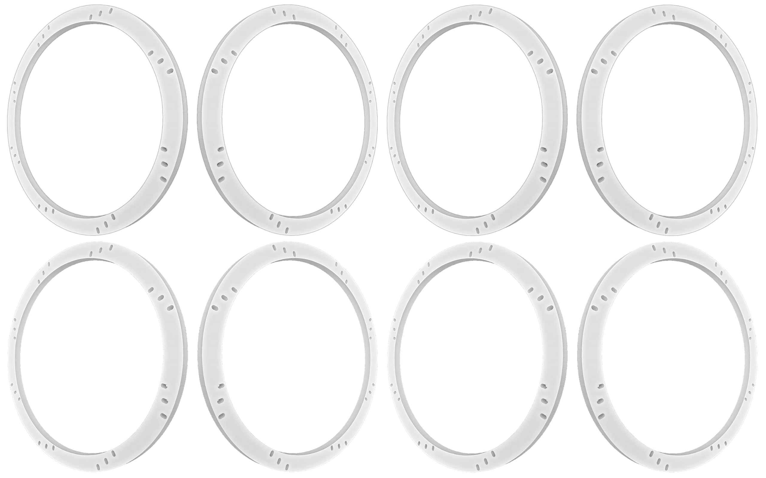 8" Subwoofer Speaker Spacers Depth Extender Extending Rings - 1/2" thick - ID: 7 1/8" OD: 8 7/8" - 4 Pair - SSK8KW - Stackable - White