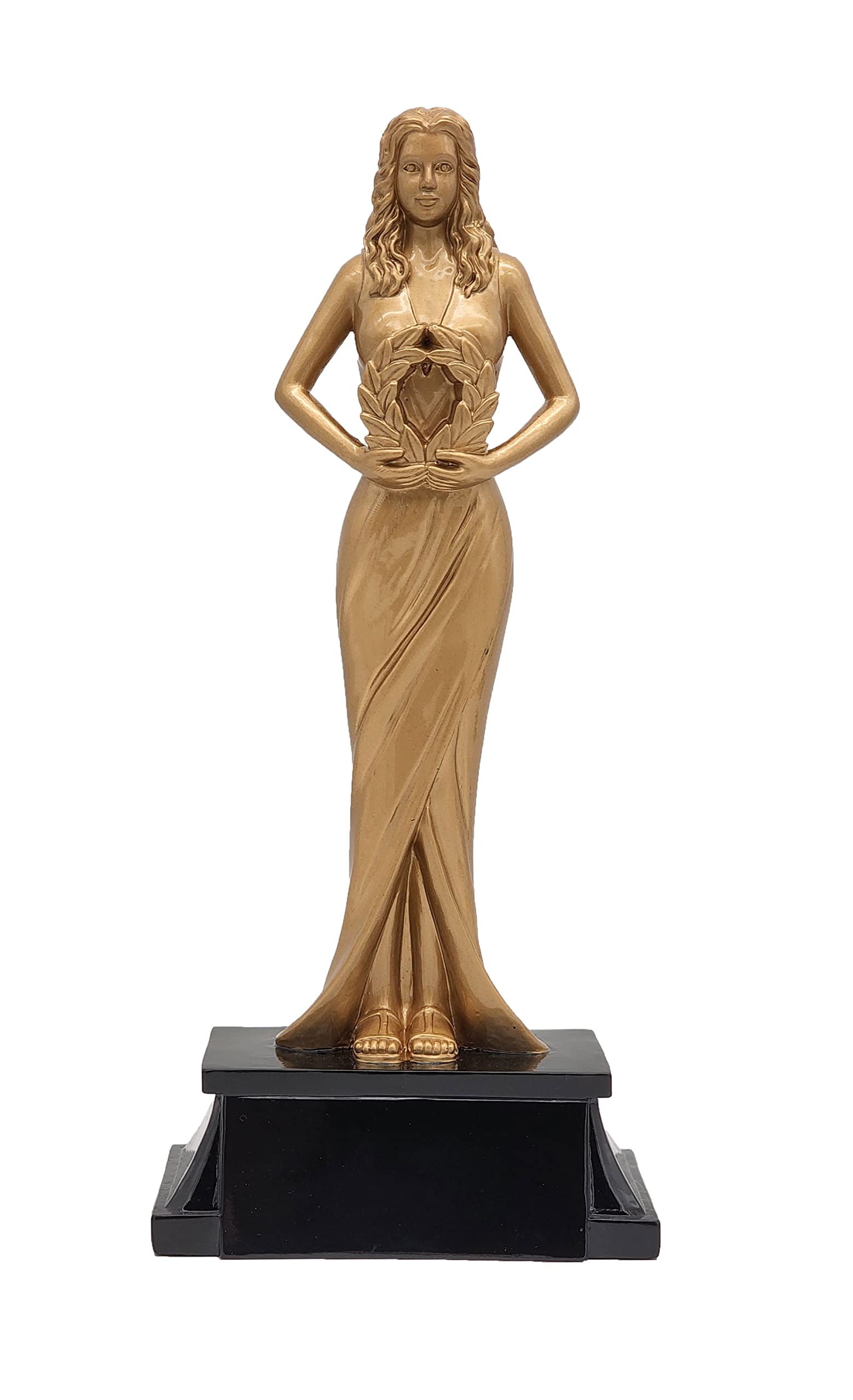 Decade Awards Female Achievement Trophy - Custom Engraved Golden Goddess Award - Custom Engraved Plate on Request (8 Inch Tall)
