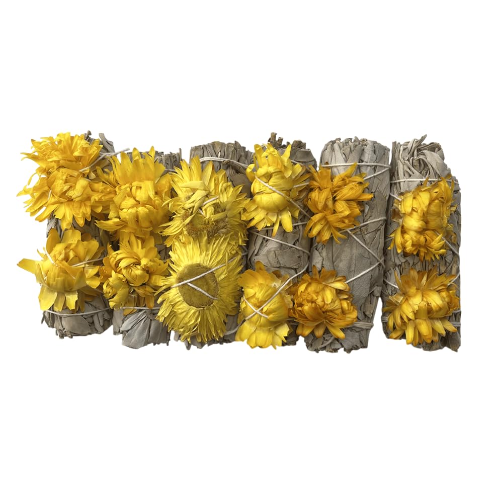 Smudge Stick, White Sage and Sunflower 4", Pack of 6