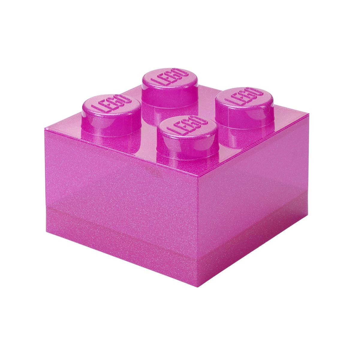 Room Copenhagen LEGO Storage Brick 4 Knobs Glitter Medium Violet - Stackable Plastic Storage Box with Lid for Kids and Adults Desk Organizer and Toy Box