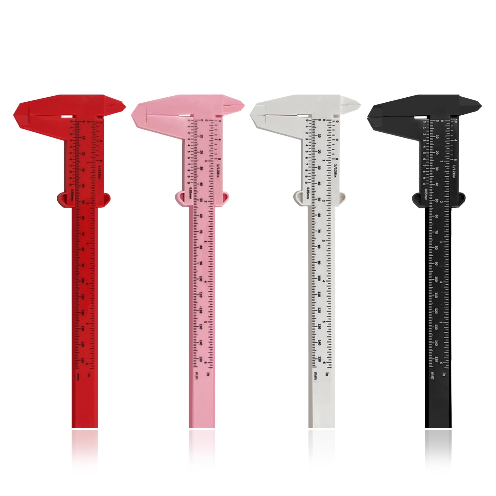 4 Pezzi Calibro Digitale, 150 mm Scorrevole Calibro Professionale Plastica 0,01 mm in Precisione, per la Casa, l'ufficio, Gli Studenti, la Misurazione dei Gioielli