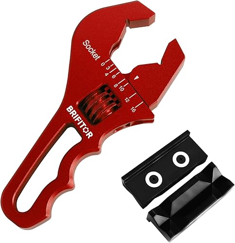 AN Fittings - Llave AN ajustable de aluminio para accesorios de extremo de manguera 3AN-16AN, pequeña roja (con almohadillas de mordazas de tornillo