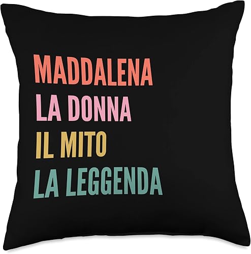 Disegni Di Nomi Italiani Divertenti Per Maddalena Divertida almohada italiana con diseño de primer nombre, 18 x 18 pulgadas, multicolor