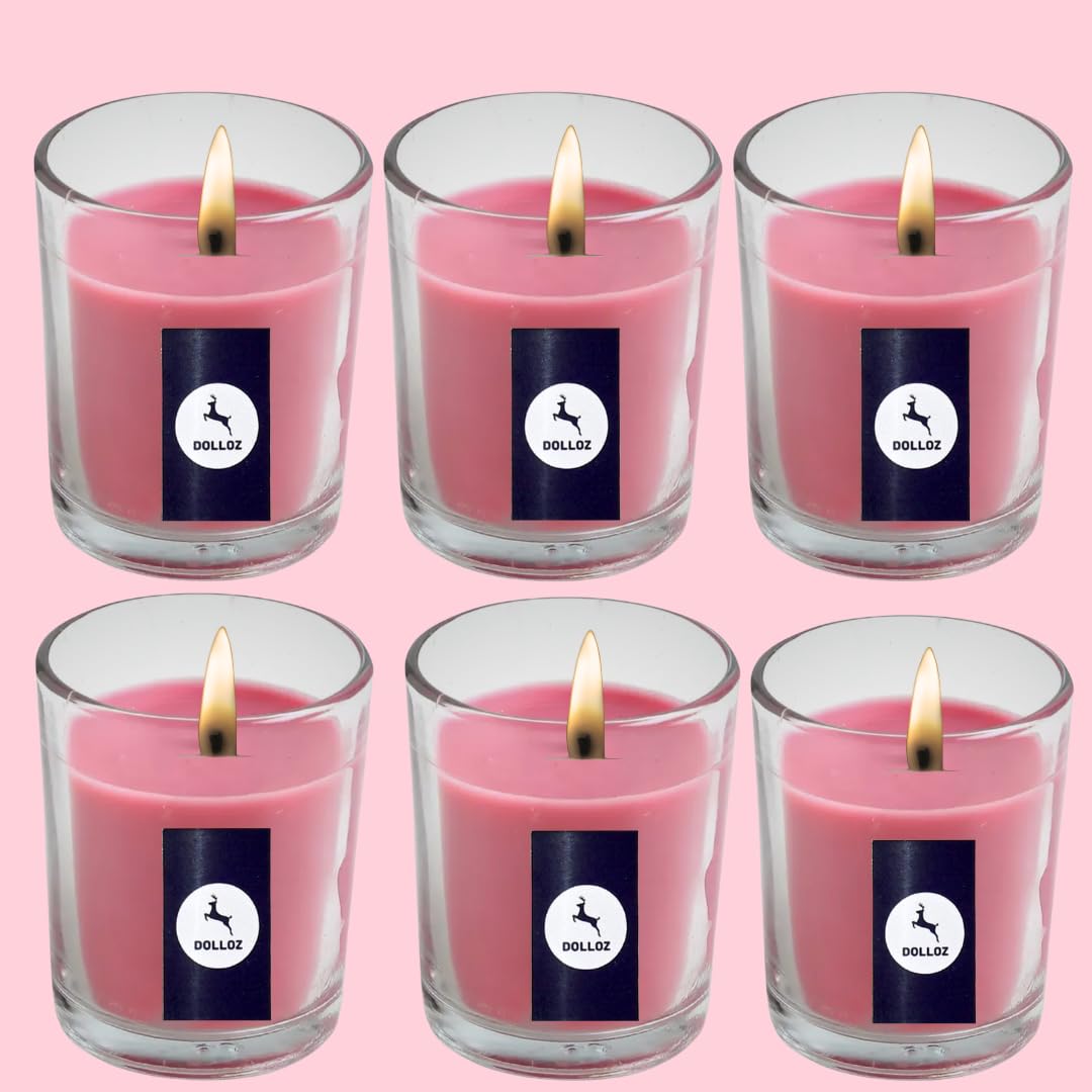 Dolloz Scented Votive Candles for Home Decor, Candles for Gifting, Wedding, Bedroom & Aromatherapy (Rose, Set of 6) 2