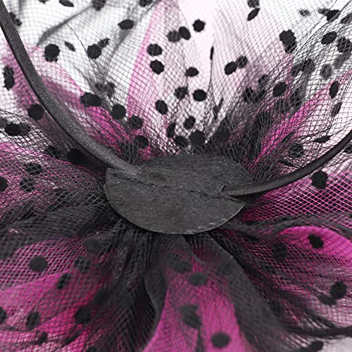 Image of DRESHOW Fascinators Hat Flower Mesh Ribbons Feathers on a Headband and a Clip Tea Party Headwear for Girls and Women