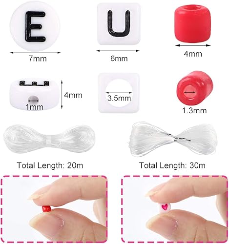 Miniatura 4 de Kit de 7600 pulseras de la amistad que incluye 6000 cuentas de cristal de 0.157 in y 1600 cuentas de letras para hacer pulseras, fabricación de