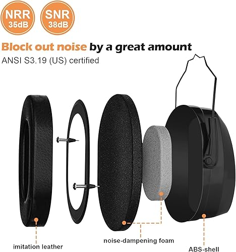 Miniatura 7 de ProCase Paquete de orejeras de seguridad con reducción de ruido NRR 28dB con protección auditiva orejeras NRR 35dB