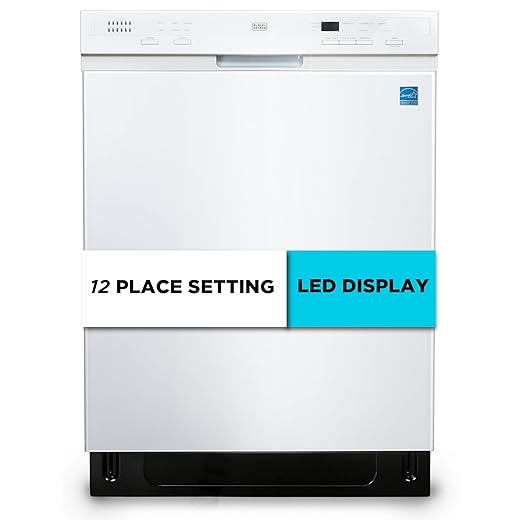 BLACK+DECKER 24" Built-In Dishwasher, 12-Place Setting Capacity with Stainless Steel Tub, Dish Washer with 6 Wash Programs, Low Noise, ENERGY STAR Certified, BDW200MW, White