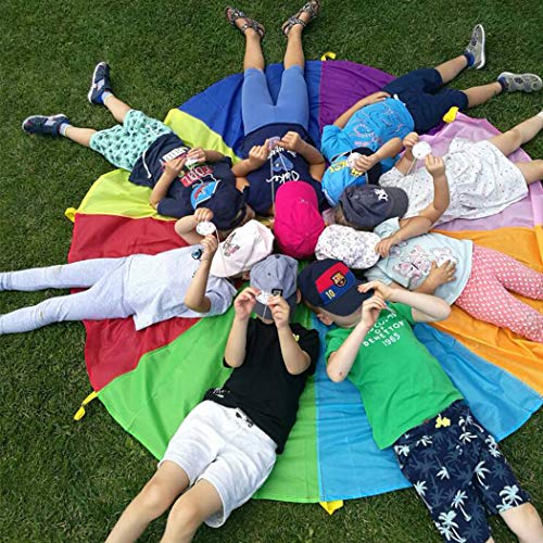 HAPPYMATY Outdoor Rainbow Umbrella Parachute Kids' Gymnastics Gear Kindergarten Sports Development Toys 5M/16FT