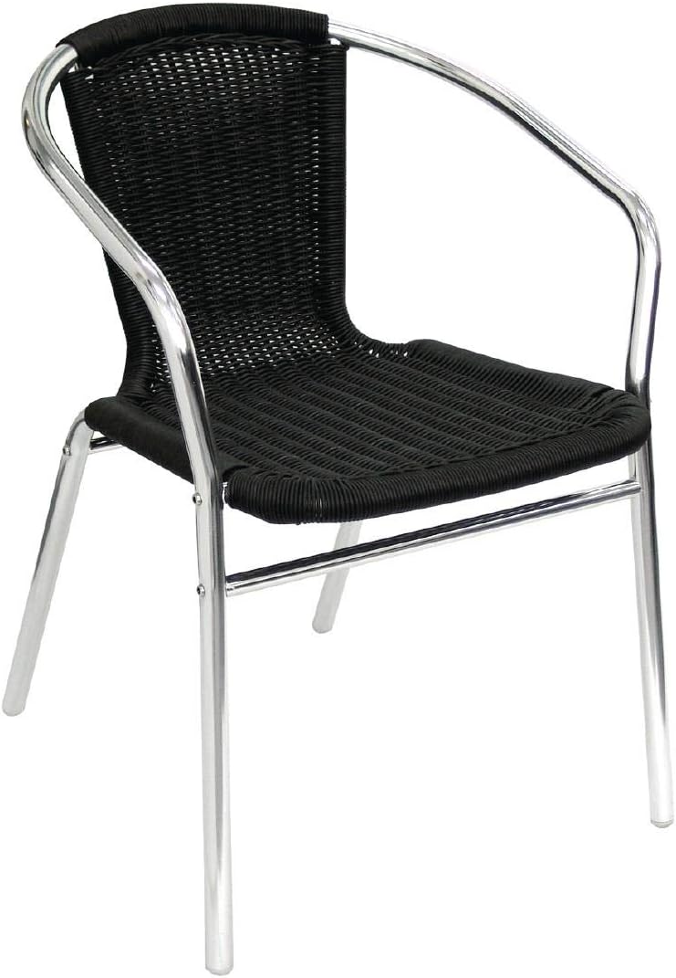 Bolero Aluminium and Wicker Chairs Black for Outdoors 735X530X850mm 4pc