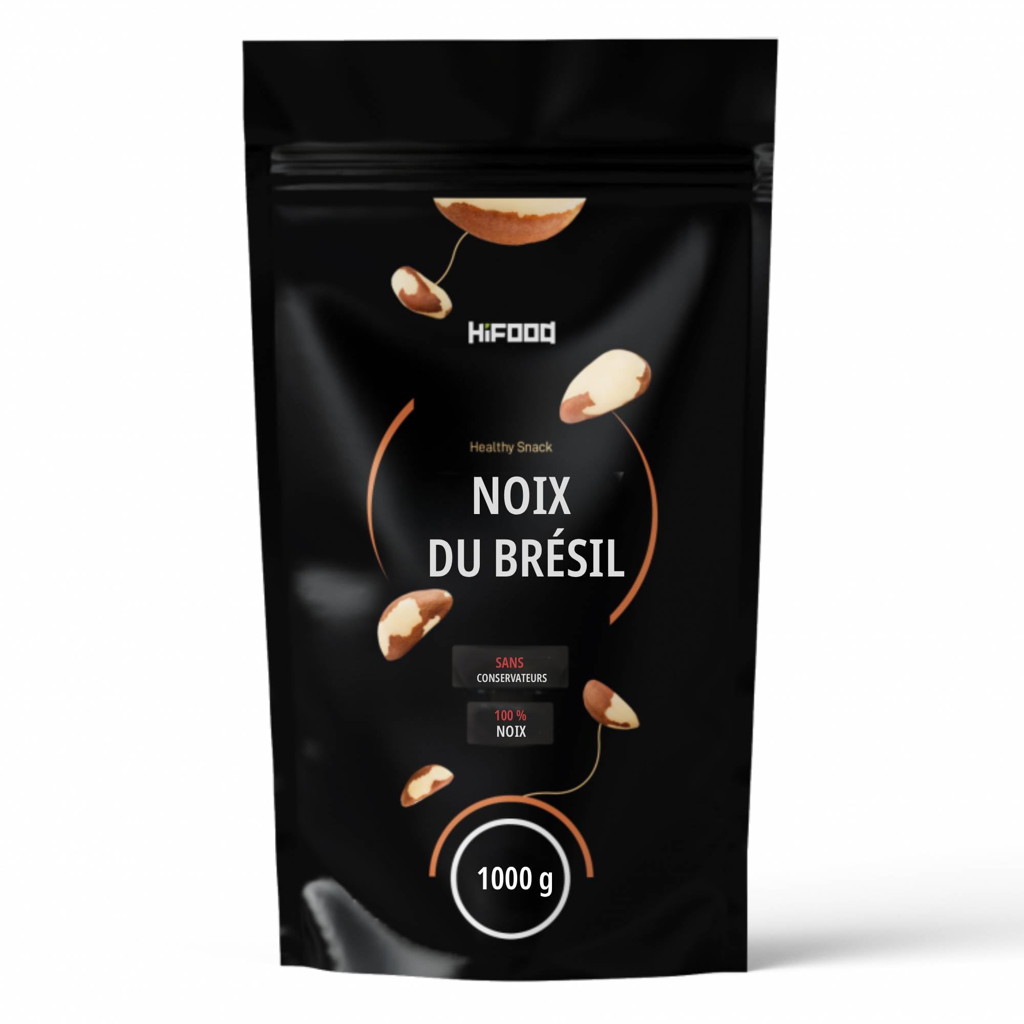 HiFood Noix du Brésil 1000 g (1 kg), noix entières, format extra-grand, naturellement riches en sélénium, véganes et adaptées au régime Keto, qualité naturelle