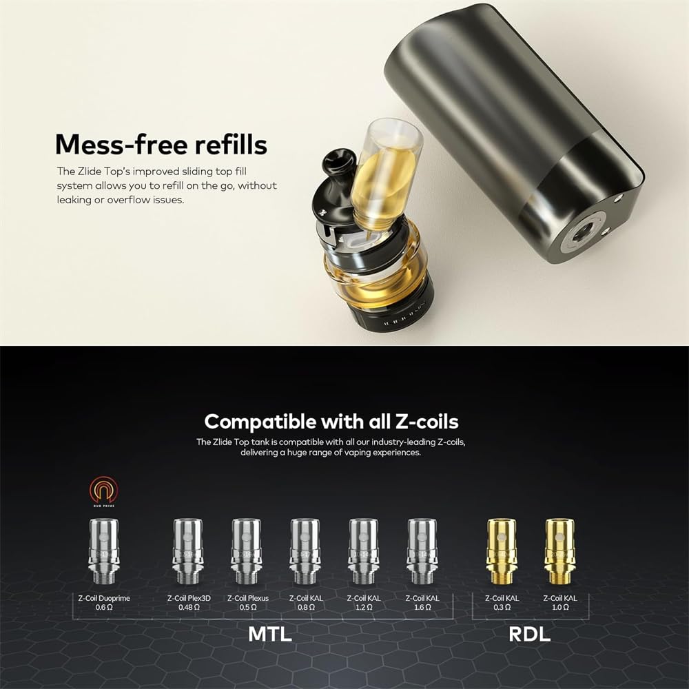 CoolFire Z60 Zlide Top Kit (Negro) 60W, Innokin E-Cig Vape Kit equipado con  tanque superior Zlide de 3 ml, alimentado por una batera incorporada de  2500 mAh, sin nicotina : Amazon.es: Electrnica