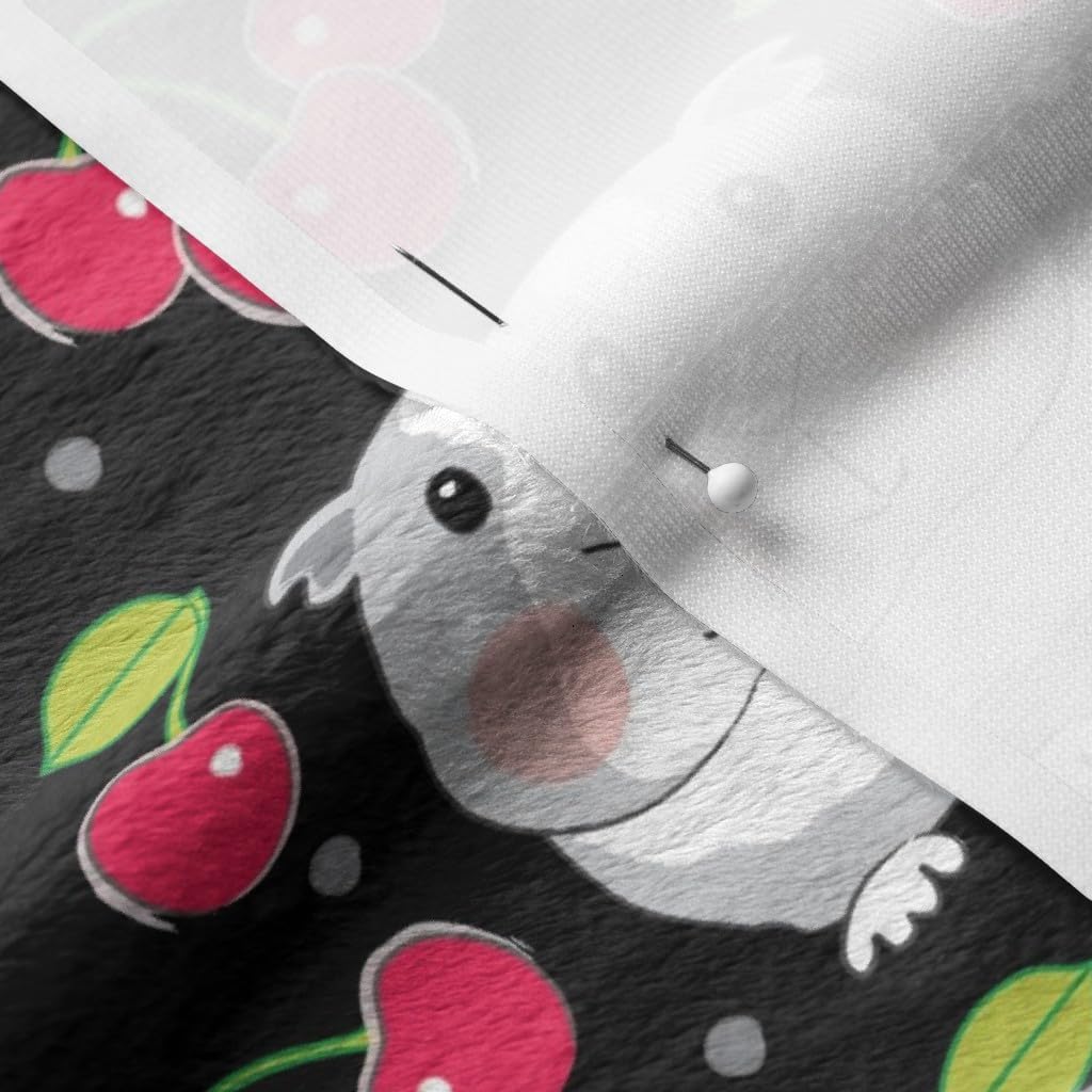 Spoonflower Fabric - Guinea Pigs Black Pig Summer Fruit Red Cute Printed on Minky Fabric by The Yard - Sewing Baby Blankets Quilt Backing Plush