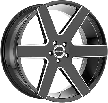 STRADA CODA Custom Wheel - 20x8.5, 35 Offset, 5x114.3 Bolt Pattern, 72.6mm Hub - Gloss Black with Milled Accents Rim