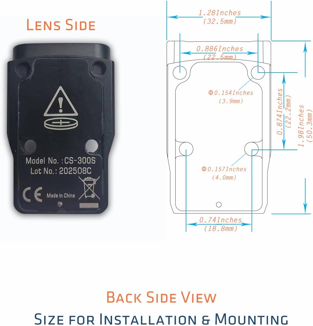 Red Dot Sight, CG gears 3 MOA Micro Open Reflex Sight, RMR Footprint or Picatinny Mount Compatible with Motion Sensor Auto On/Off & Manually Lock Out Functions. (CS300SRedDotSight)