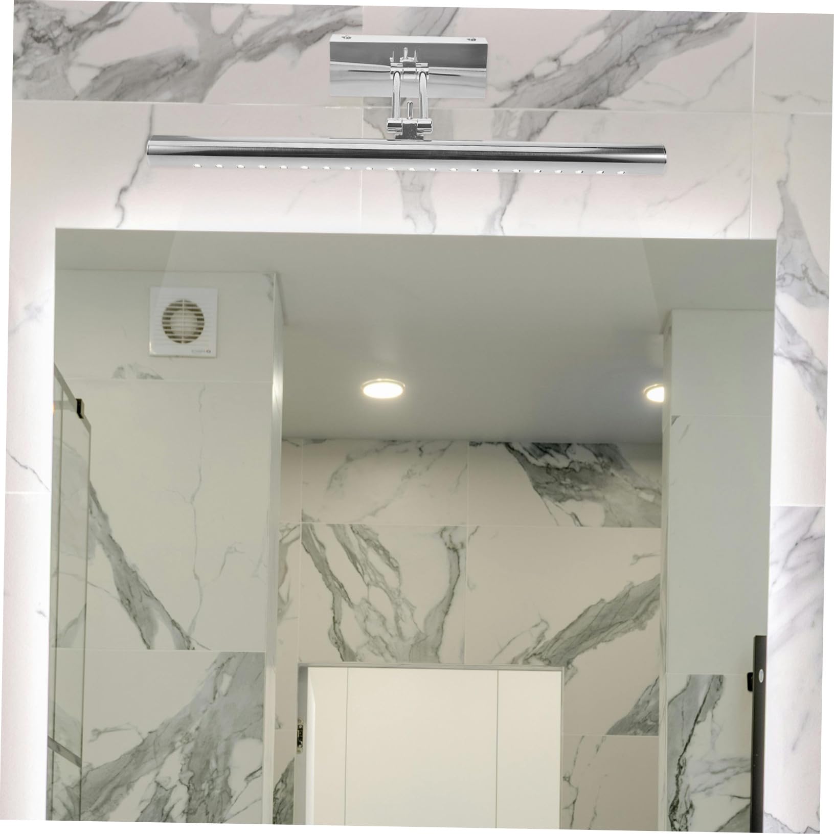 Kisangel Applique Murale LED Argentée pour Salle de Bain, Lampe Miroir Étanche 5w en Acier Inoxydable, Résistance à L'usure et Installation Facile, Style Moderne