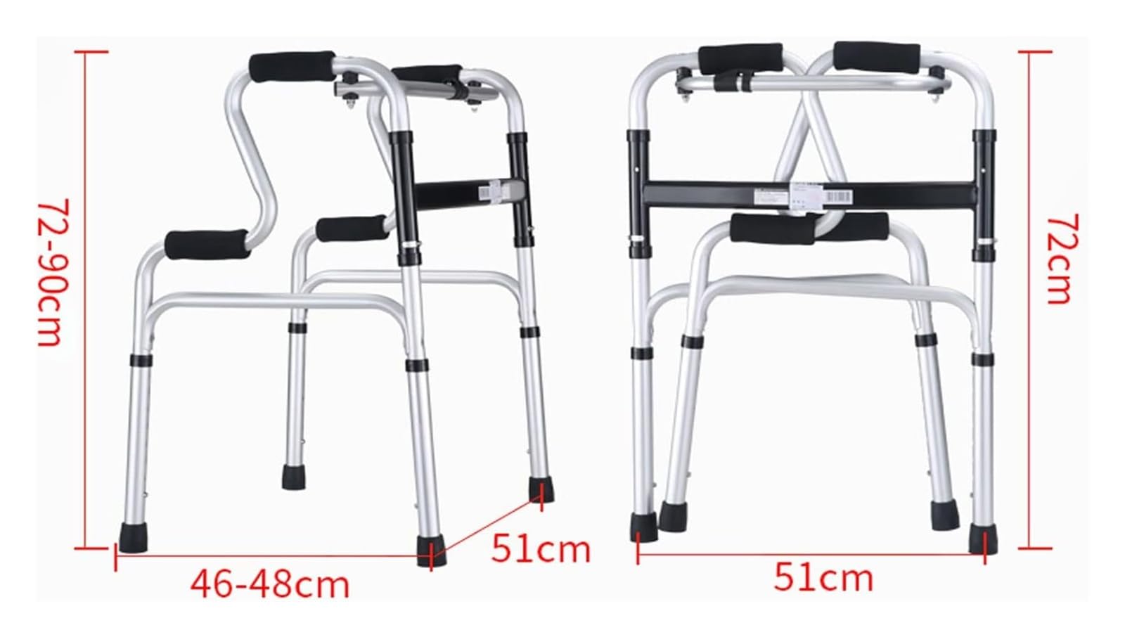 Folding Walker, Walkers for Seniors, Height-Adjustable Portable Medical Walker