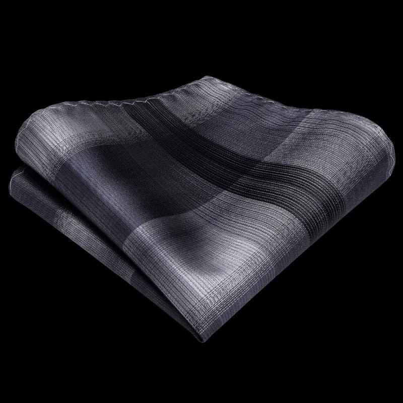 Corbata de seda para hombre set con pañuelo y gemelos miniatura 6