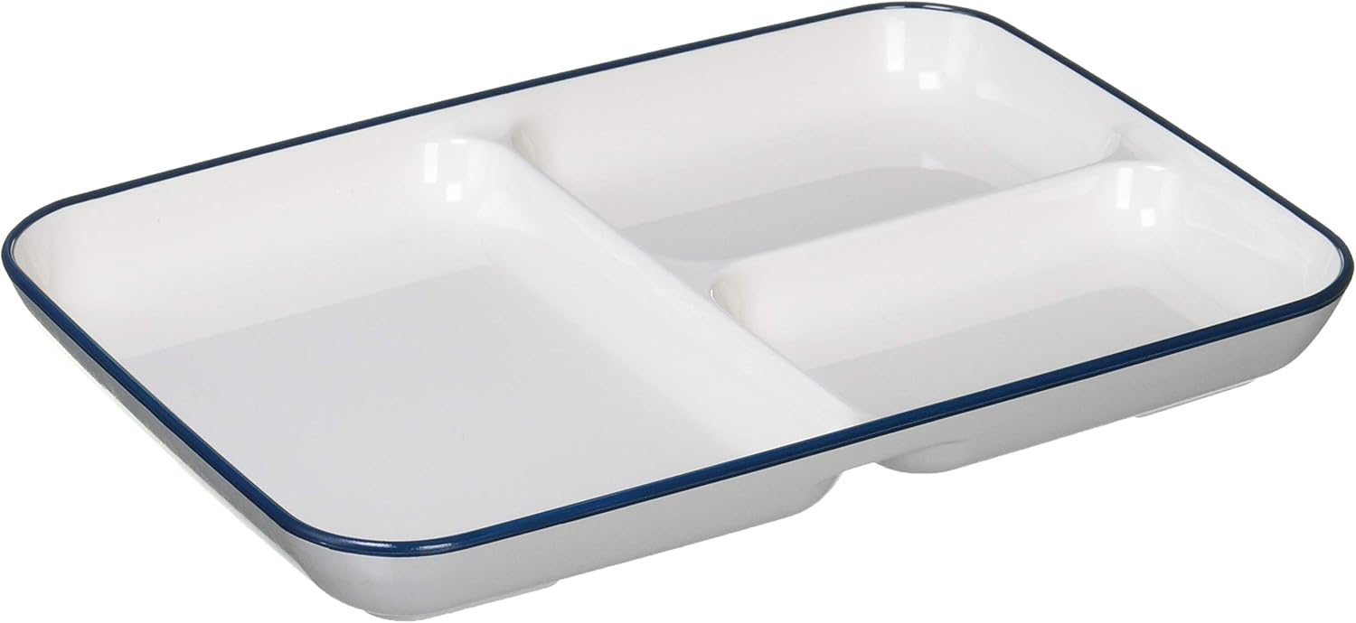 パール金属株式会社 Pearl Metal K-6334 Fuchi Aya Clean Coat Corner Partition Plate, S, White & Navy, Yamanaka Lacquer, Made in Japan, Microwave Safe