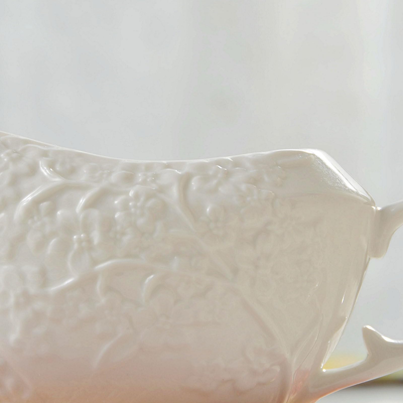 Cuencos Salsa Soja Ovalados Relieve CláSico Uvas Blanco Marfil Vertedor Elegante Para Salsas Sirope Mesa Banquete-2pc