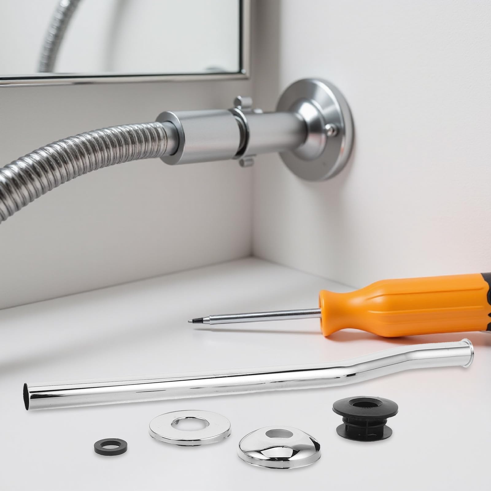 Gatuida Kit de descarga de urinario: tubo de entrada de acero inoxidable, repuesto universal de de urinario, junta antifugas para de pared de 30 cm.
