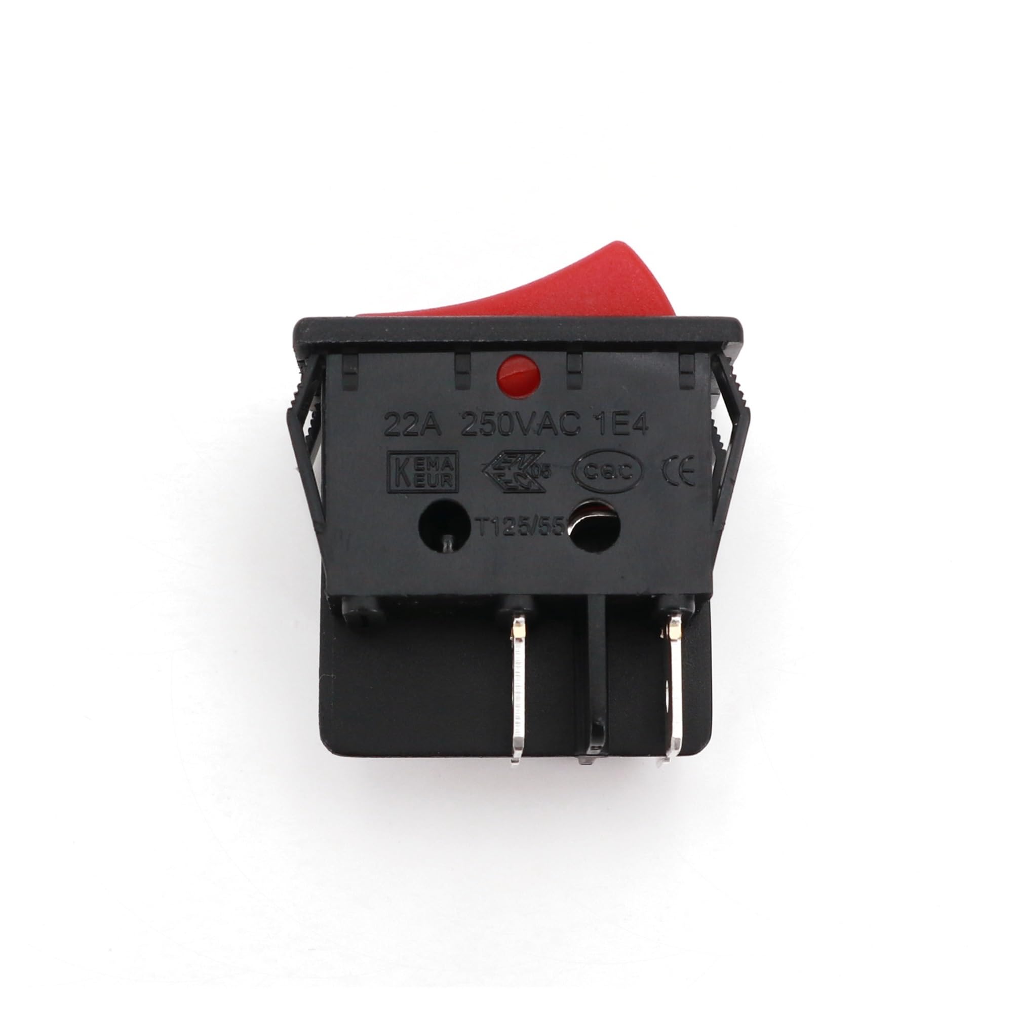 5 Stück R-Serie 32 x 25 mm (ohne Licht), 4-poliger ON-OFF-Hochstrom-20-A-DPST-Wippschalter(5Pcs Red)