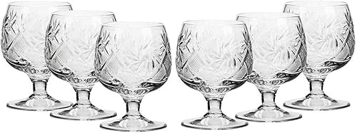 World Gifts Juego de 6 vasos de chupito de cristal de corte ruso de 1.7 oz - Cristalería de diseño vintage de la URSS soviética