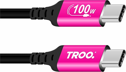 TROO Certified Ultra Fast Charge 100W Type-C Silicone Water Resistant Cable (Lumo Pink - 1 Meter)