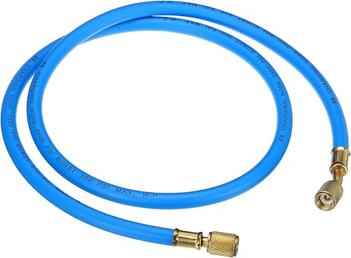 Miniatura 7 de PATIKIL Manguera de carga de refrigerante SAE 1/4, manguera HVAC de 3.9 pies 500PSI para mantenimiento de refrigeración de medidor de aire Rojo