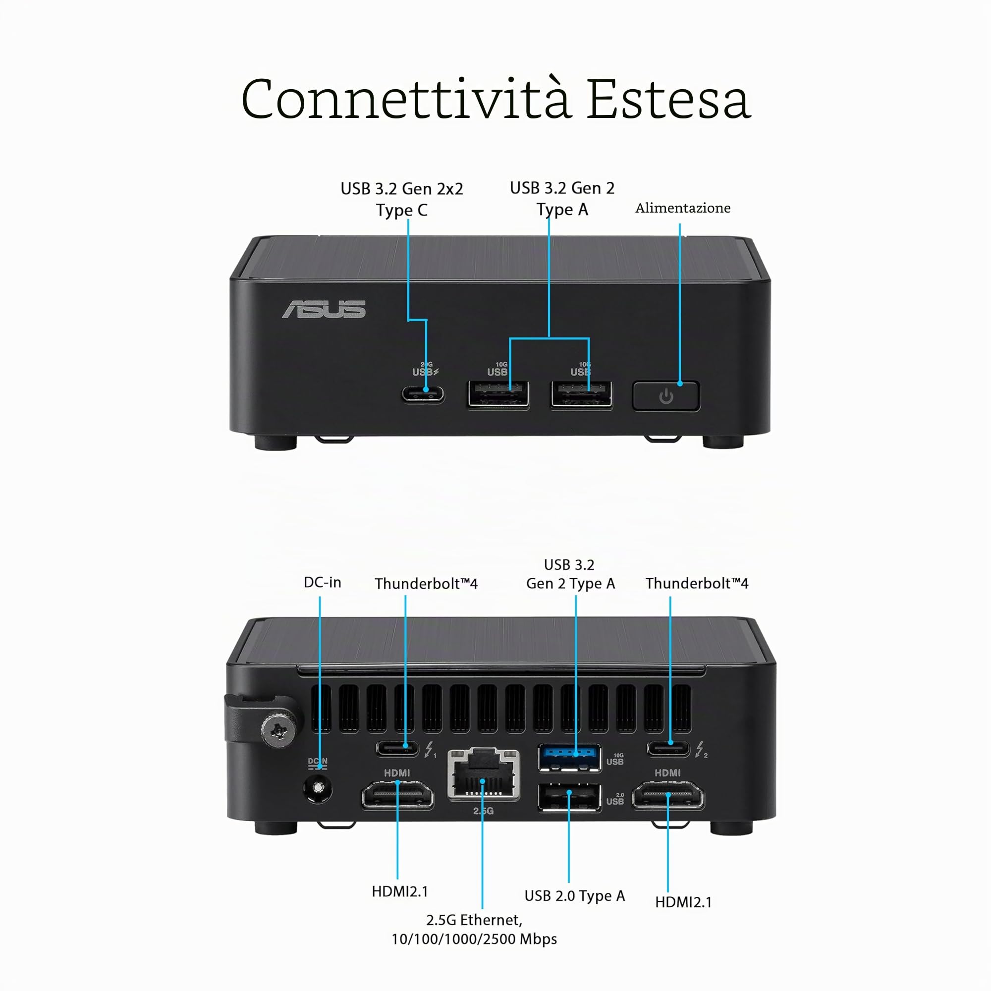 ASUS NUC 14 PRO, Intel Core Ultra 7 155H, RAM 96 GB DDR5-5600, Nero | SSD M.2, Scheda Grafica Intel Arc, Wi-Fi 6E, Bluetooth 5.3, Compatibile con Windows 10 e Windows 11 Home