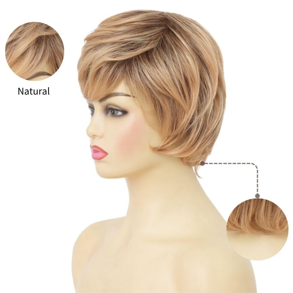 Siudus Blonde Short Wigs for Women Layered Shaggy Pixie Cut Hair Wig Natural Heat Resistant Fiber Daily Party Wig - Image 3