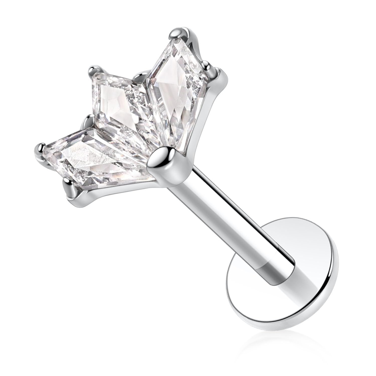 hengkaixuan 16G Titanium Labret Studs - Internally Threaded Flatback - Unisex - Silver - Piercing Jewellery — view 22