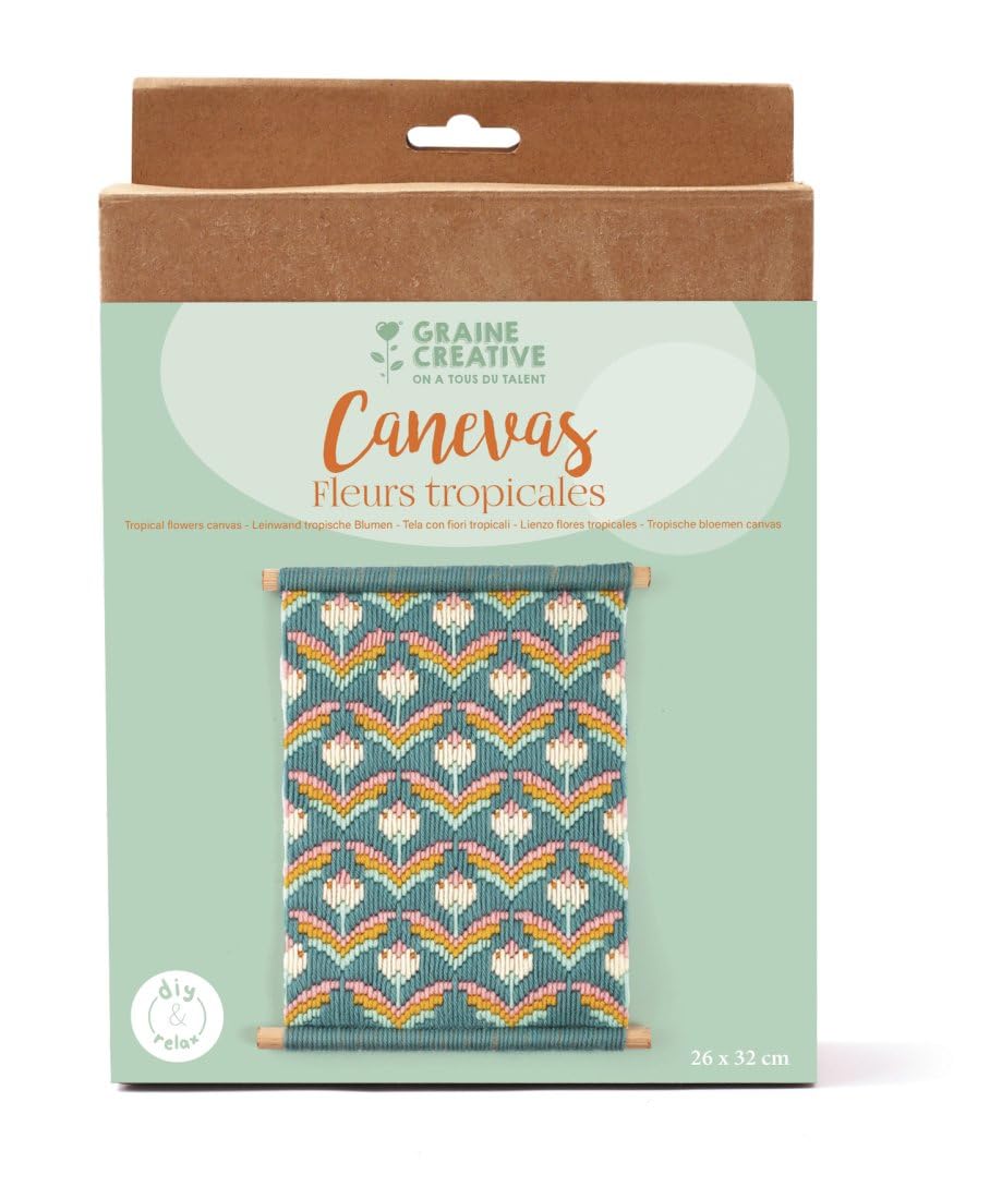 Kit canevas fleurs tropicales pour créer un tableau mural exotique